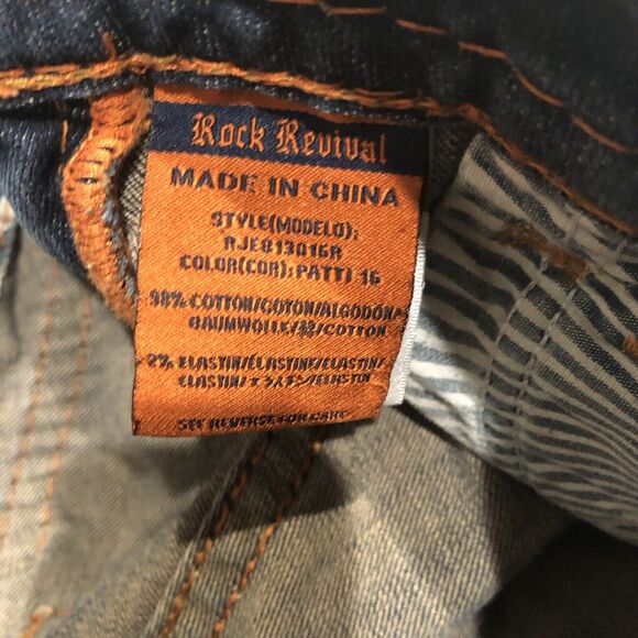 Rock Revival Jeans Womens Size 27" Waist Patti Boot Distressed Blue Flap Pockets - Picture 7 of 12
